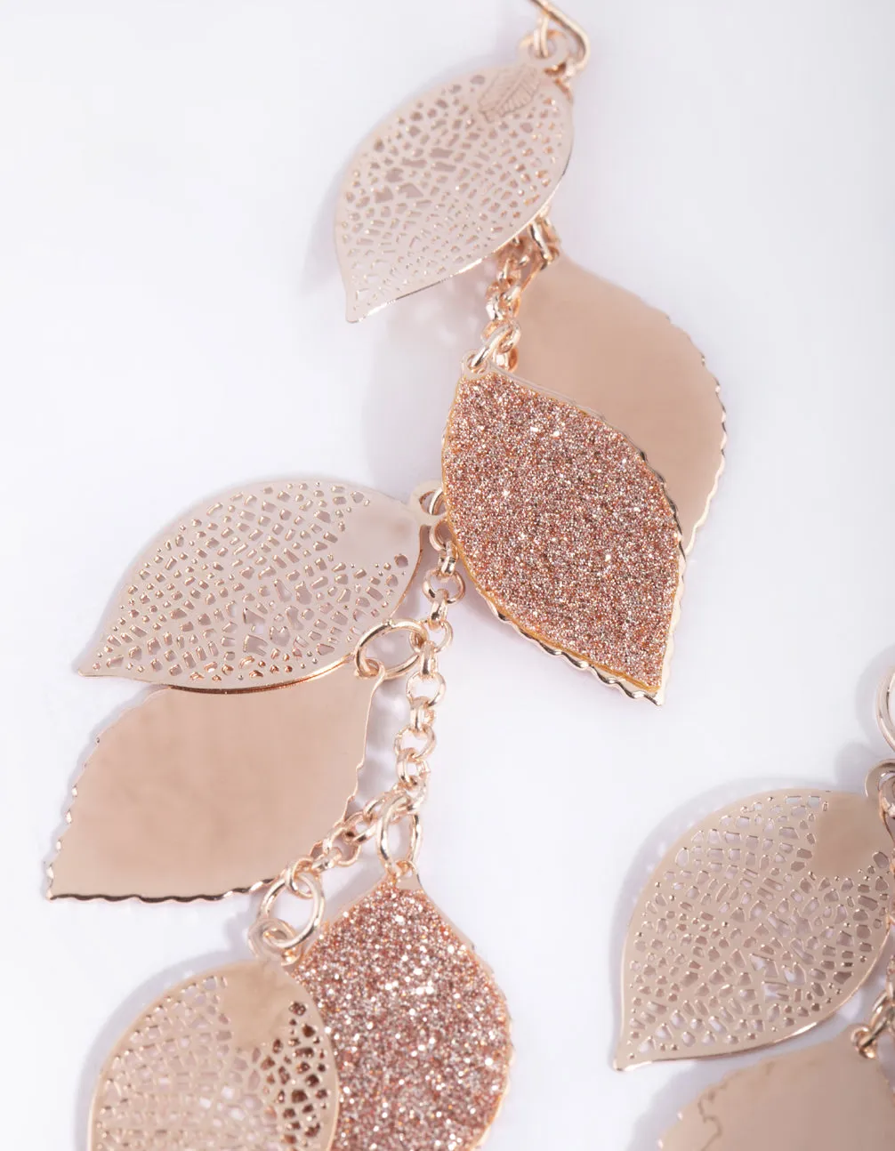 Rose Gold Glitter Leaf Cluster Earrings sold by lovisa product image thumbnail 2