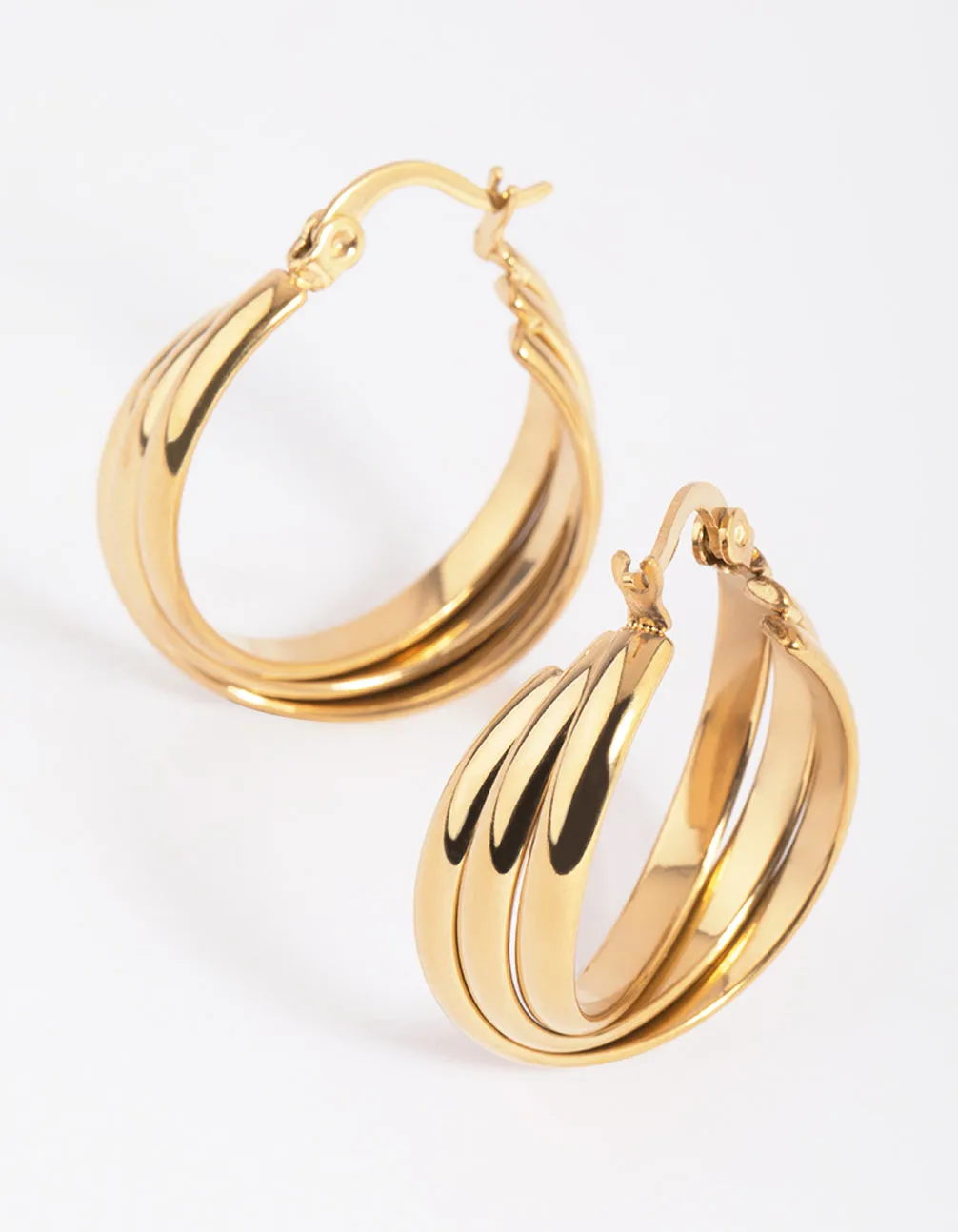 Waterproof Gold Plated Stainless Steel Hoop Earrings sold by lovisa product image thumbnail 3