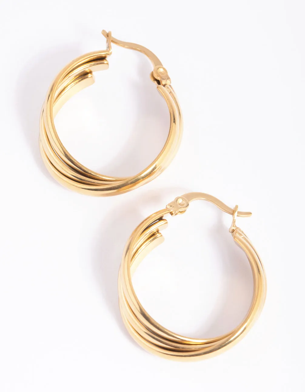 Waterproof Gold Plated Stainless Steel Hoop Earrings sold by lovisa product image thumbnail 4