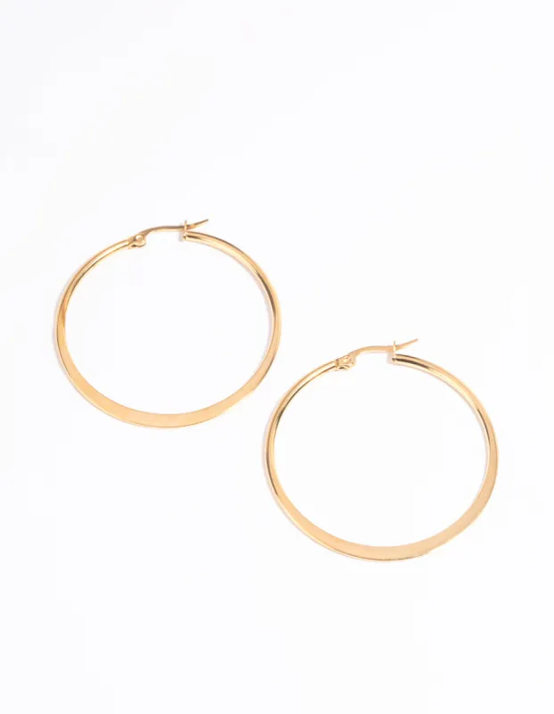 Waterproof Gold Plated Stainless Steel Thin Hoop Earrings sold by lovisa