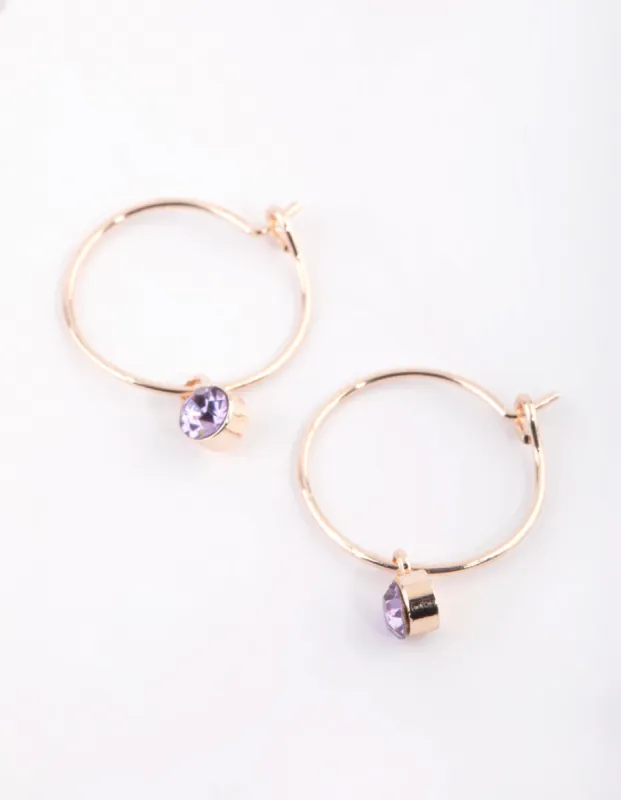 Purple Diamante Huggie Hoop Earrings sold by lovisa