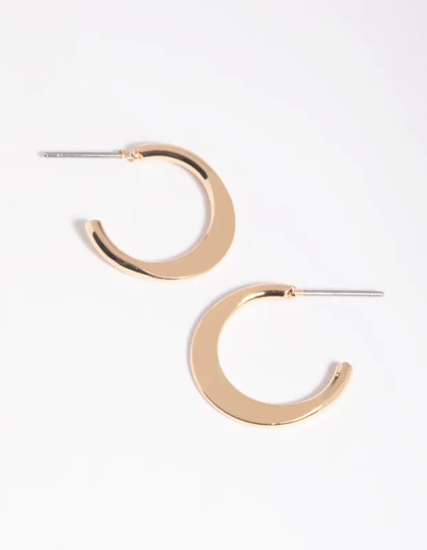 Gold Flat Huggie Hoop Earrings sold by lovisa