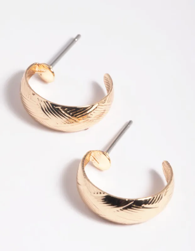 Gold Woven Huggie Hoop Earrings sold by lovisa