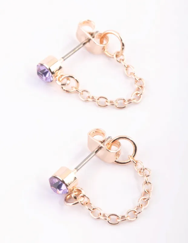 Purple Diamante Jacket Earrings sold by lovisa