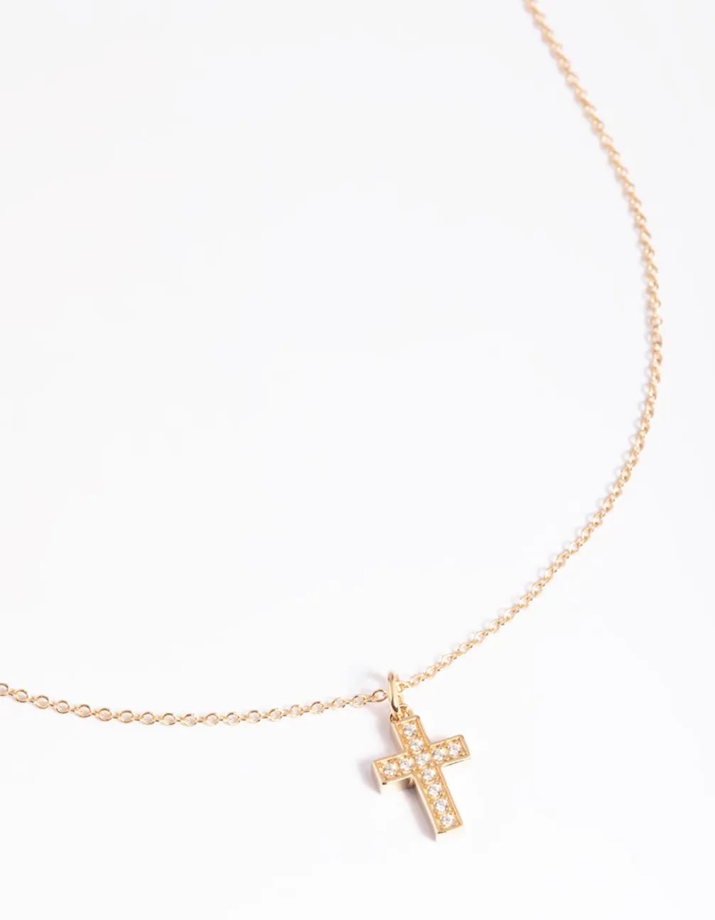 Gold Plated Sterling Silver Cubic Zirconia Cross Necklace sold by lovisa