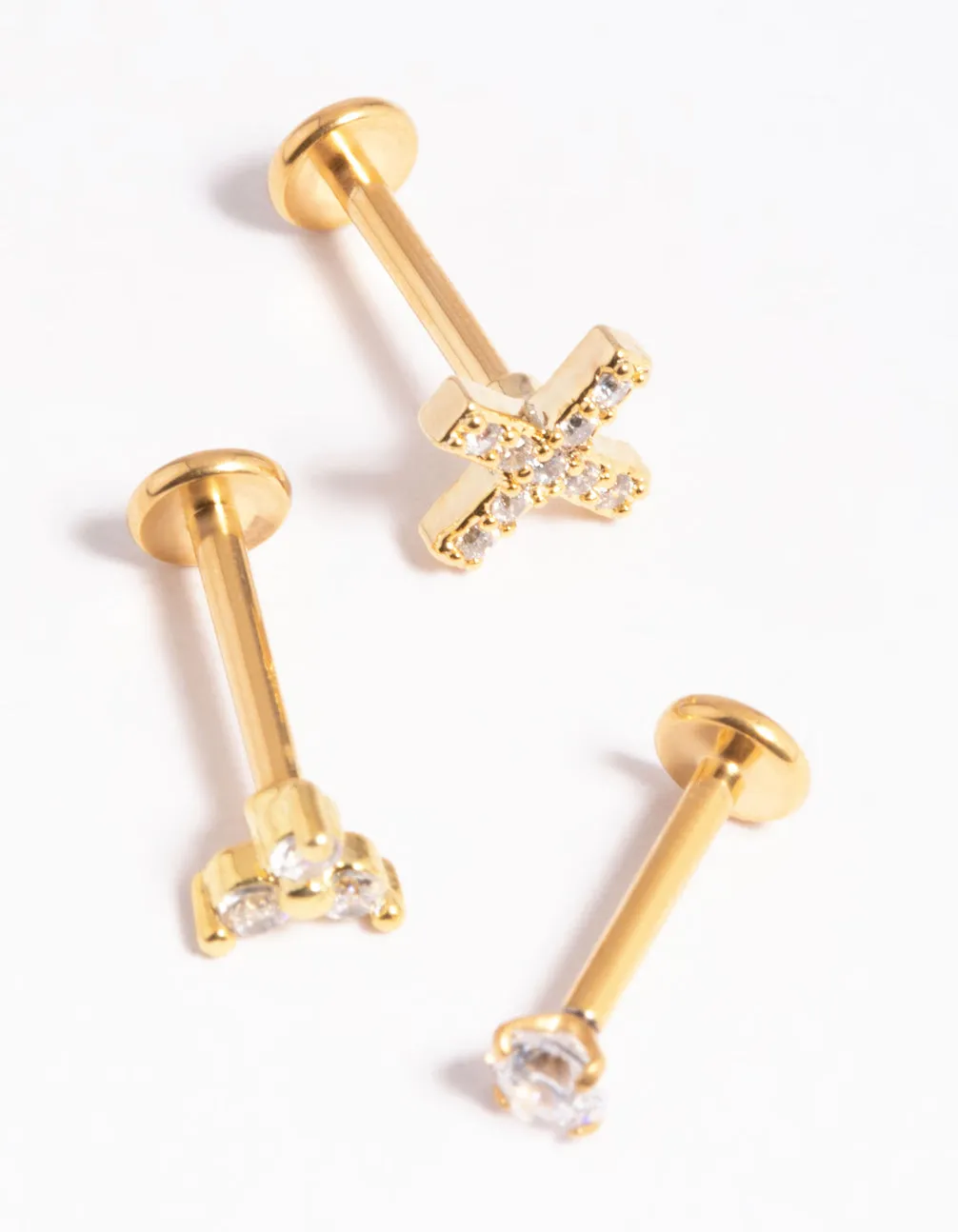 Gold Plated Titanium Cubic Zirconia Cross Flat Back Pack sold by lovisa product image thumbnail 3