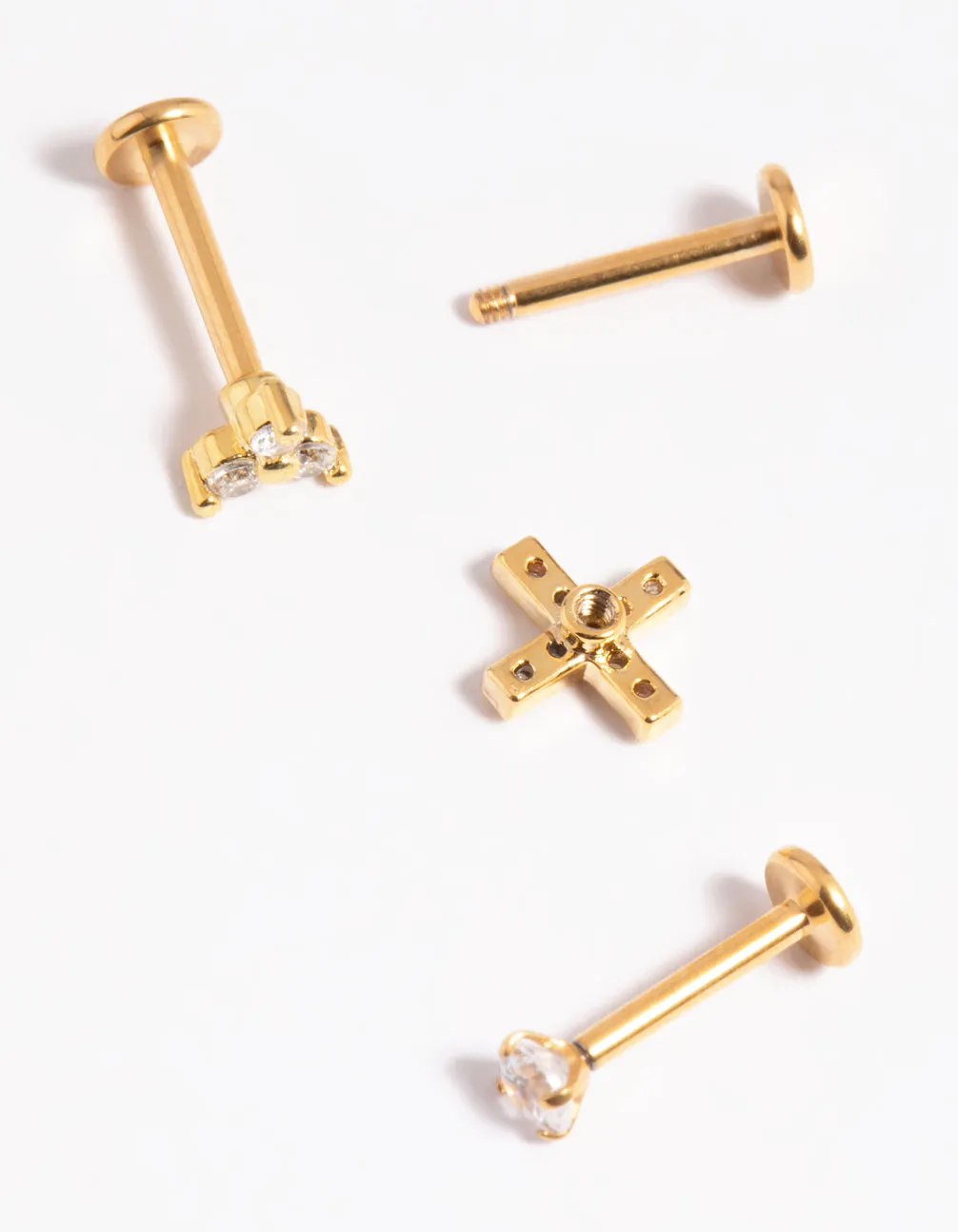 Gold Plated Titanium Cubic Zirconia Cross Flat Back Pack sold by lovisa product image thumbnail 2