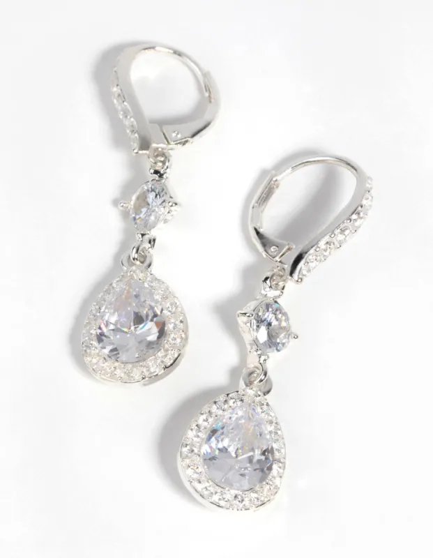 Silver Cubic Zirconia Pear Drop Earrings sold by lovisa