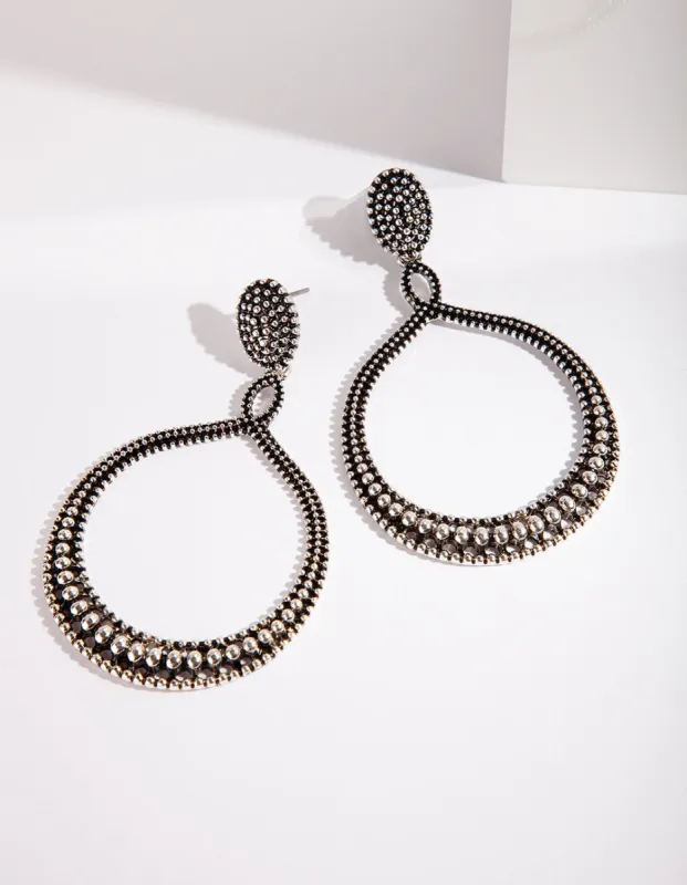 Antique Silver Teardrop Etched Earrings sold by lovisa