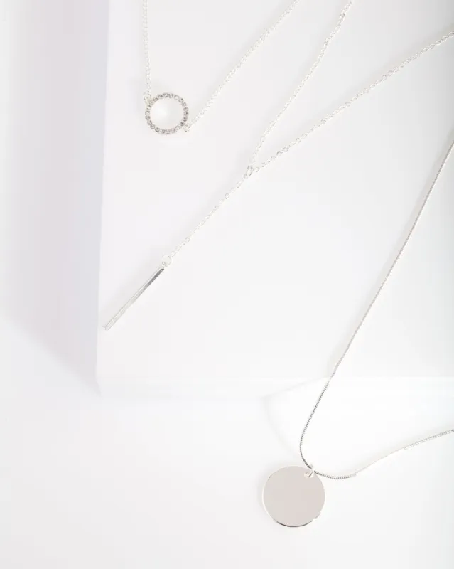 Silver Circle Choker Pack sold by lovisa