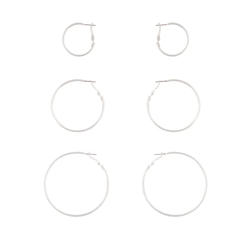 Silver Sleeper Round Hoop Trio sold by lovisa