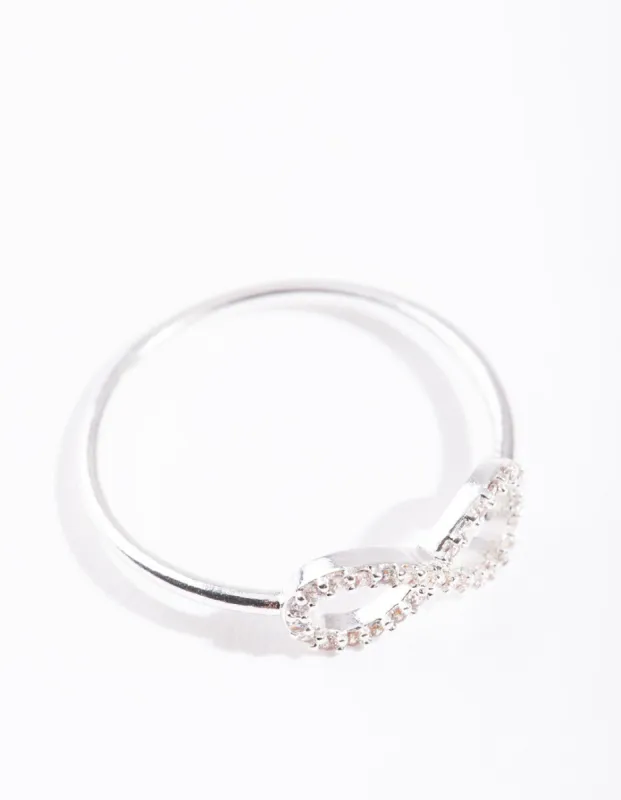 Silver Cubic Zirconia Infinity Ring sold by lovisa