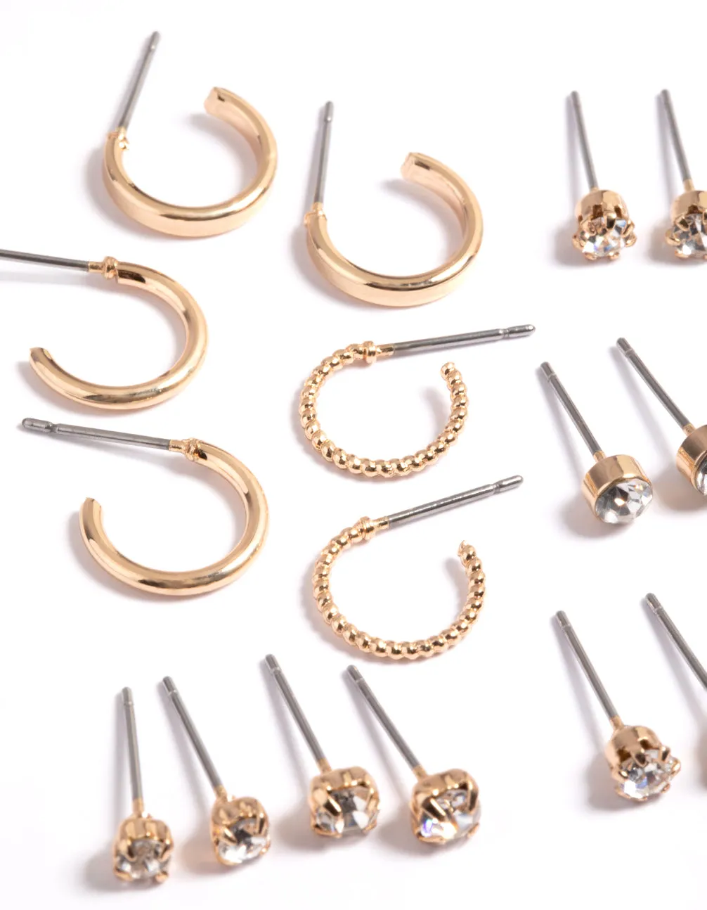 Gold Diamante Stud & Hoop Earrings sold by lovisa product image thumbnail 2