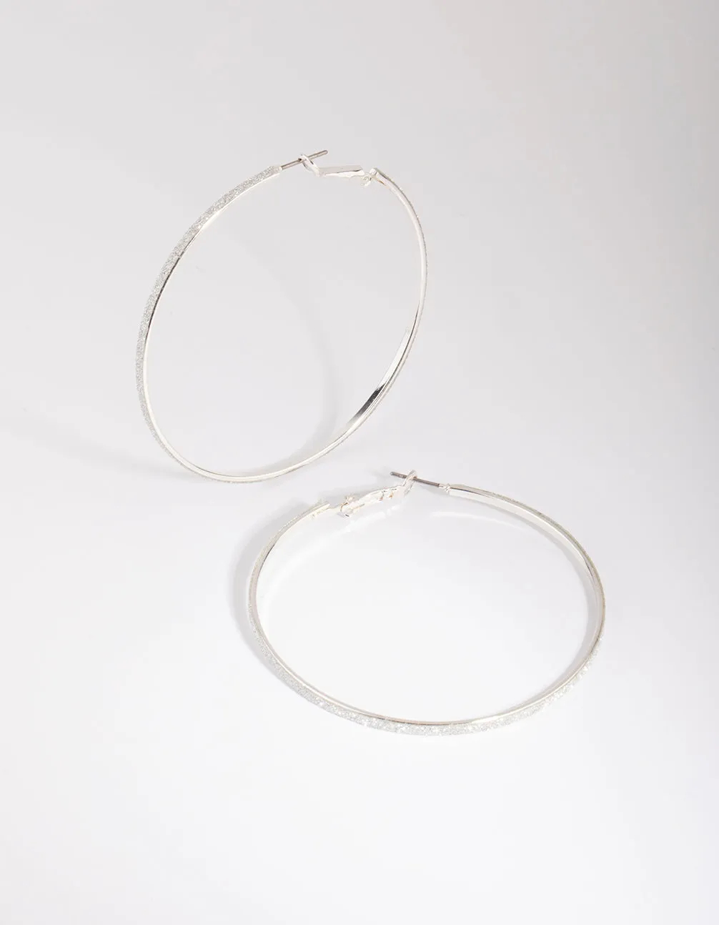 Silver Glitter Hoop Earrings sold by lovisa