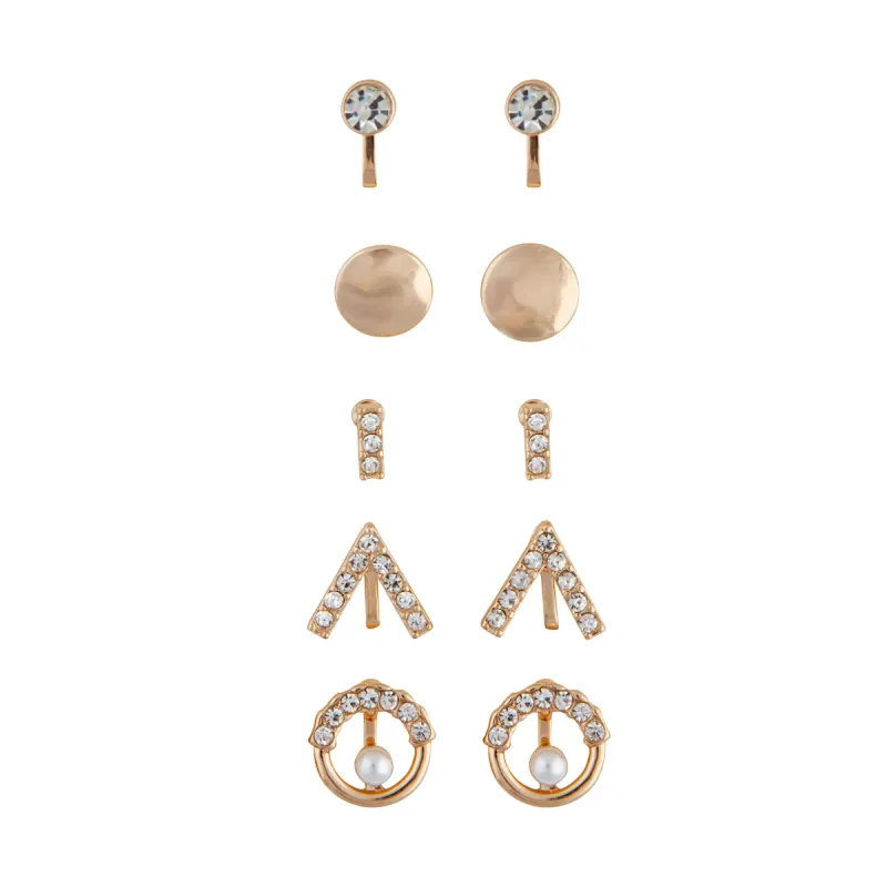 Gold Geo Diamante Clip-On Earring 5-Pack sold by lovisa