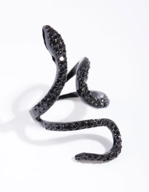 Black Diamante Snake Ring sold by lovisa