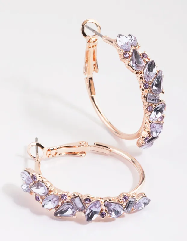 Lilac Diamante Hoop Earrings sold by lovisa