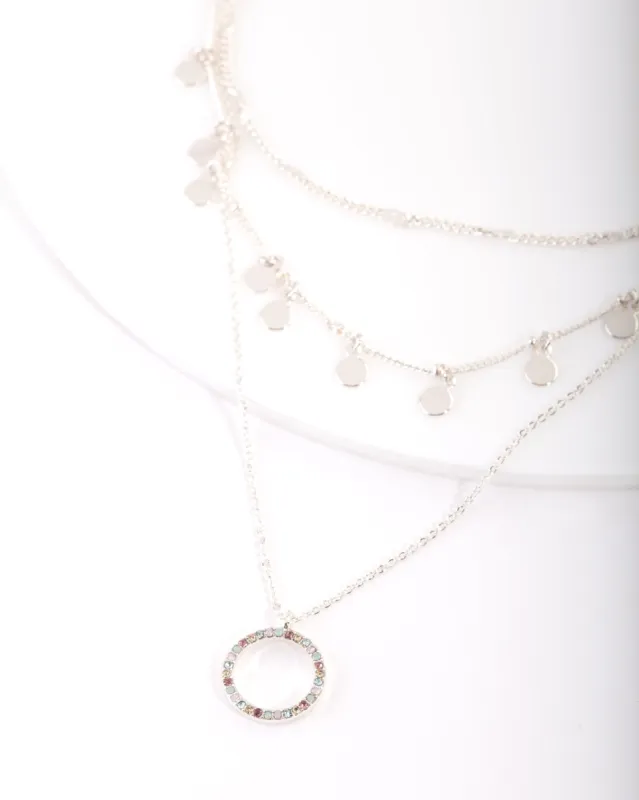 Silver Disc & Circle Charm Choker sold by lovisa