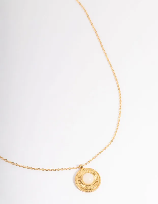 Waterproof Gold Plated Stainless Steel Vintage Rounded Pendant Necklace sold by lovisa