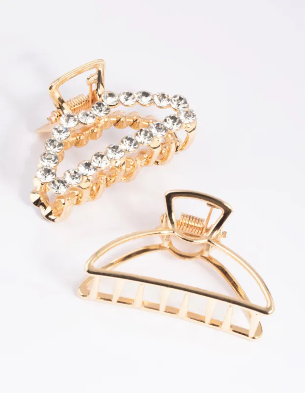 Gold Diamante Claw Clip Pack sold by lovisa