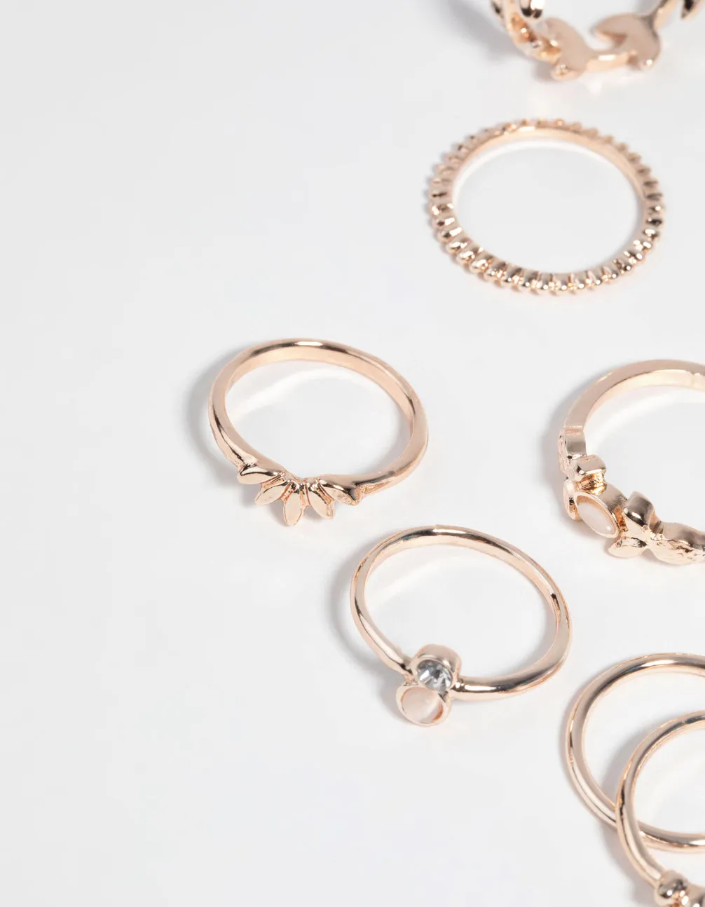 Rose Gold Pretty Leaves Ring 9-Pack sold by lovisa product image thumbnail 3