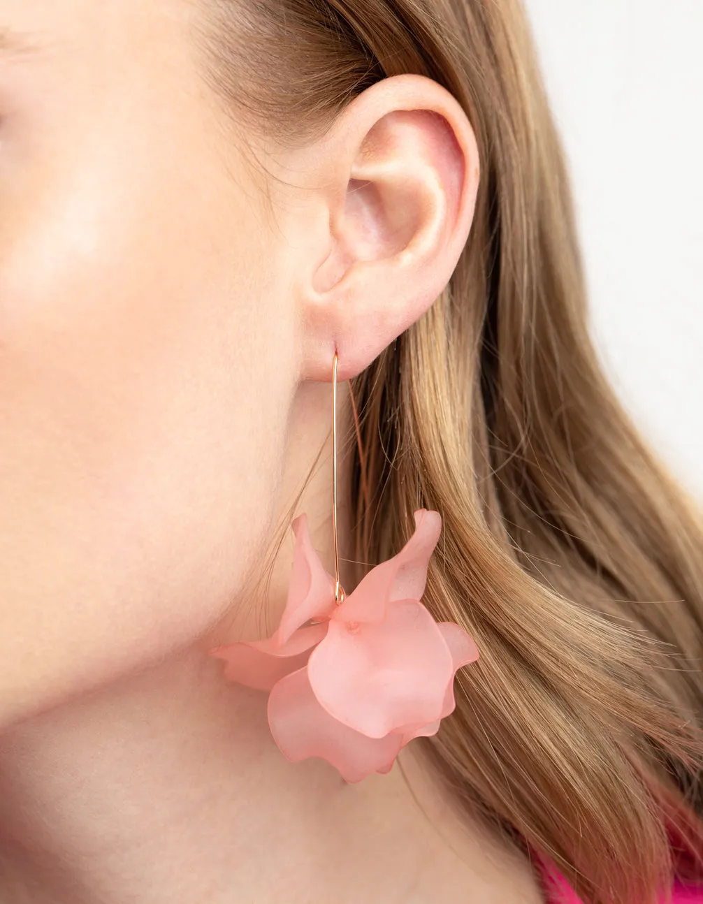 Pink Frosted Flower Drop Earrings sold by lovisa