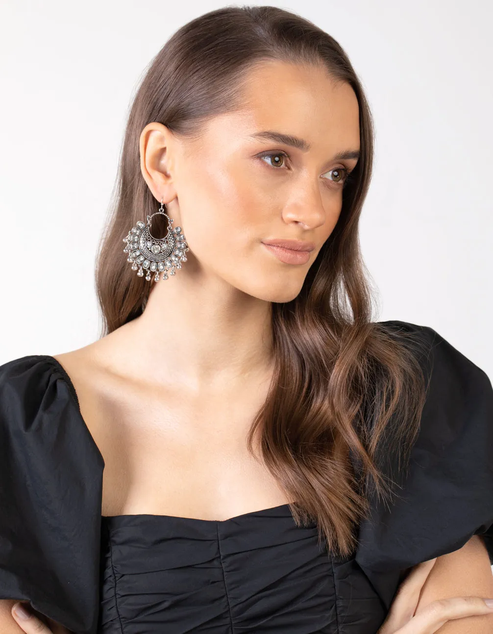 Antique Silver Diamante Drop Chandbali Earrings sold by lovisa product image thumbnail 5