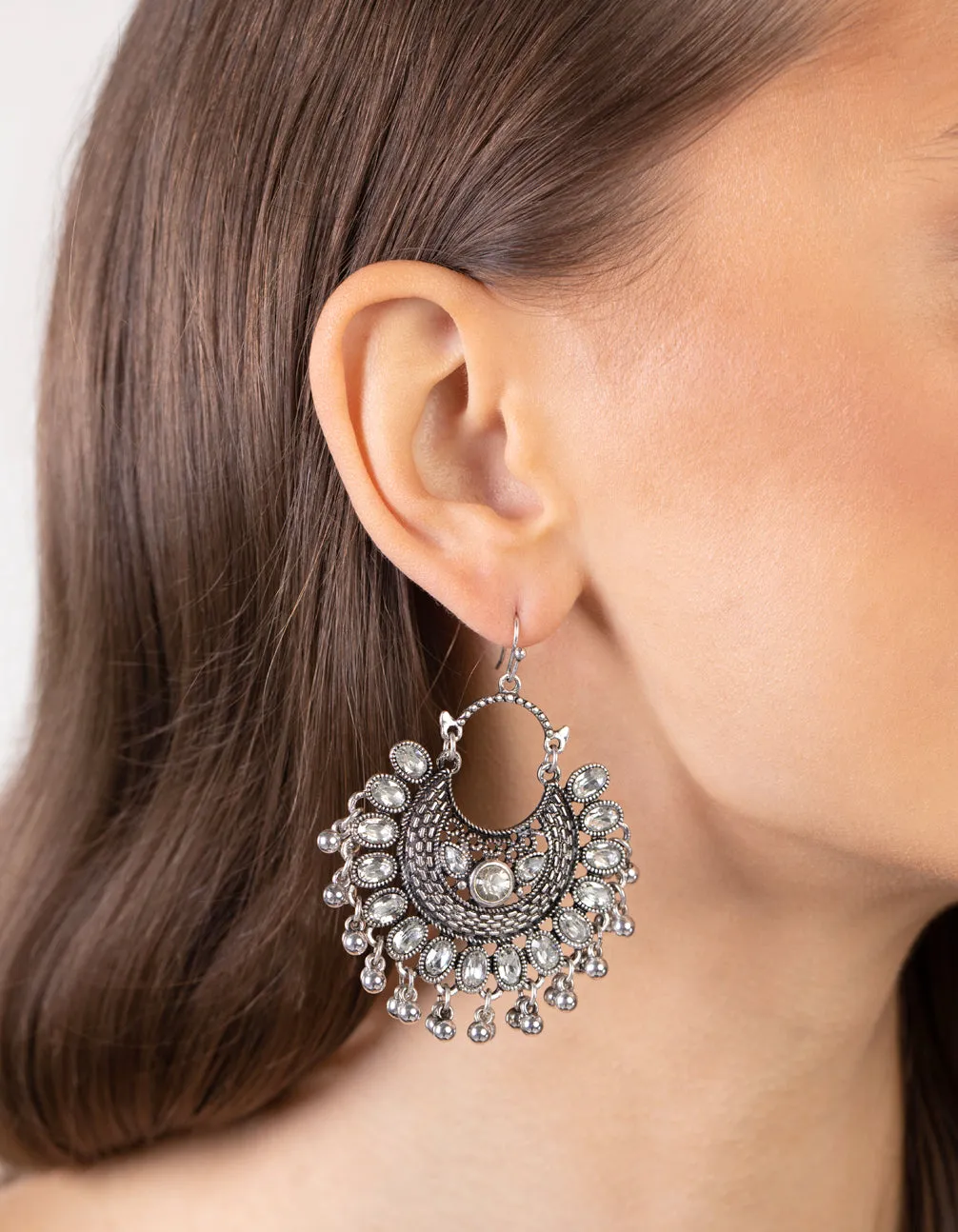 Antique Silver Diamante Drop Chandbali Earrings sold by lovisa product image thumbnail 2