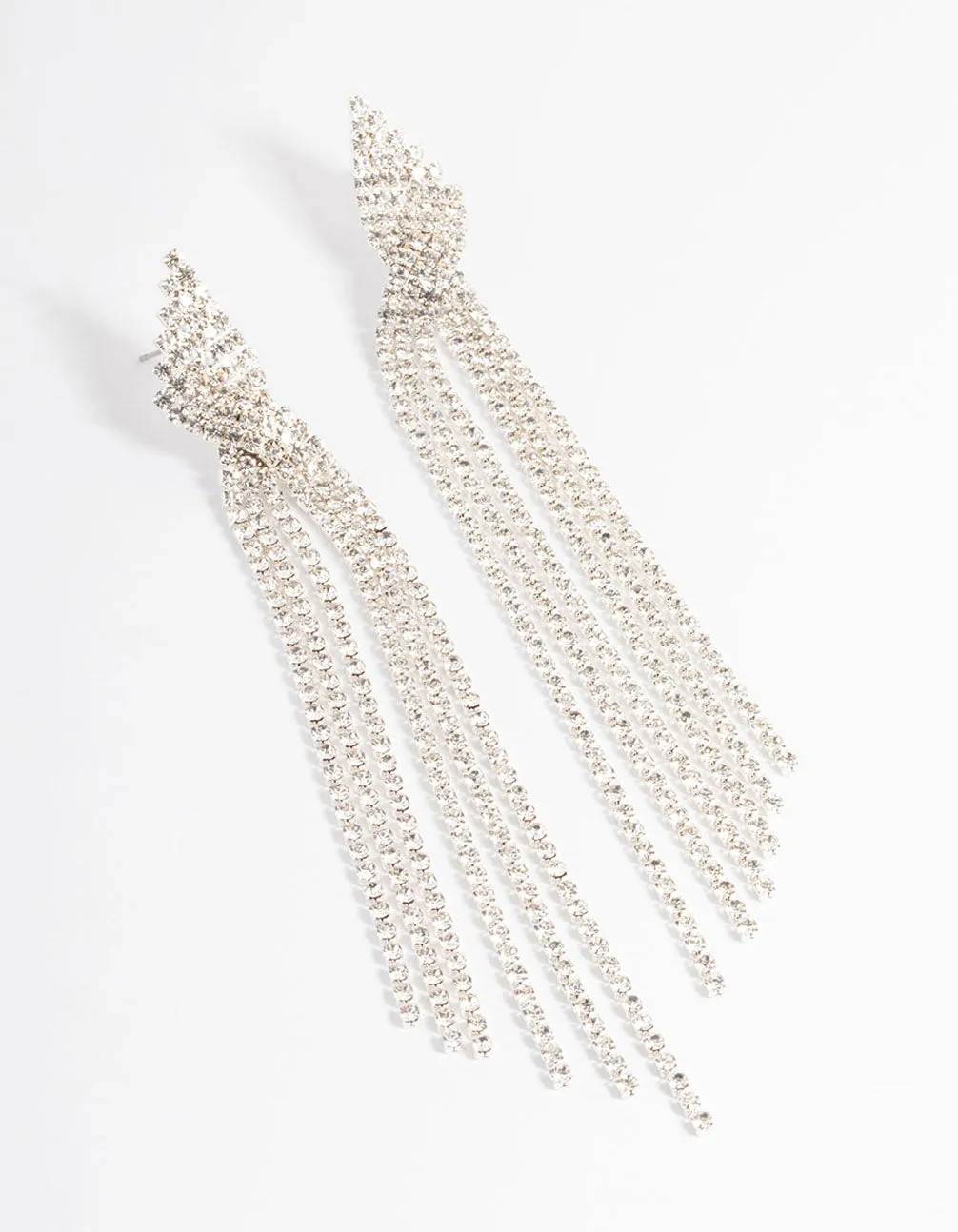 Rhodium Statement Strand Twist Drop Earrings sold by lovisa