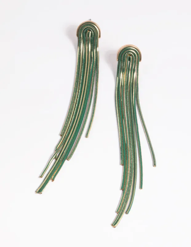 Green Waterfall Chain Drop Earrings sold by lovisa