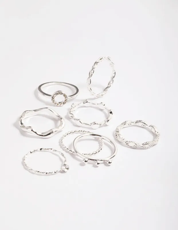 Silver Twisted Curve Ring Pack sold by lovisa