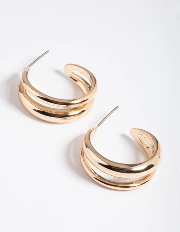 Gold Double Hoop Earrings sold by lovisa