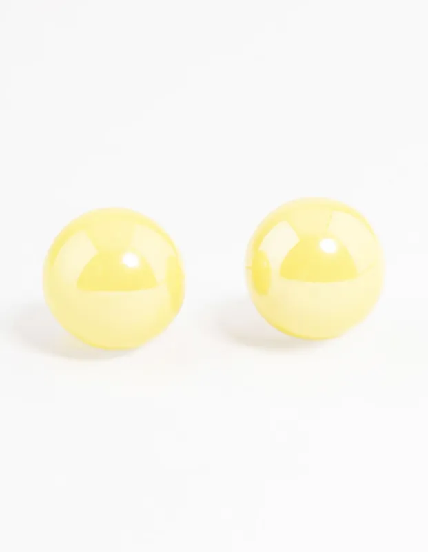 Yellow Shiny Ball Stud Earrings sold by lovisa