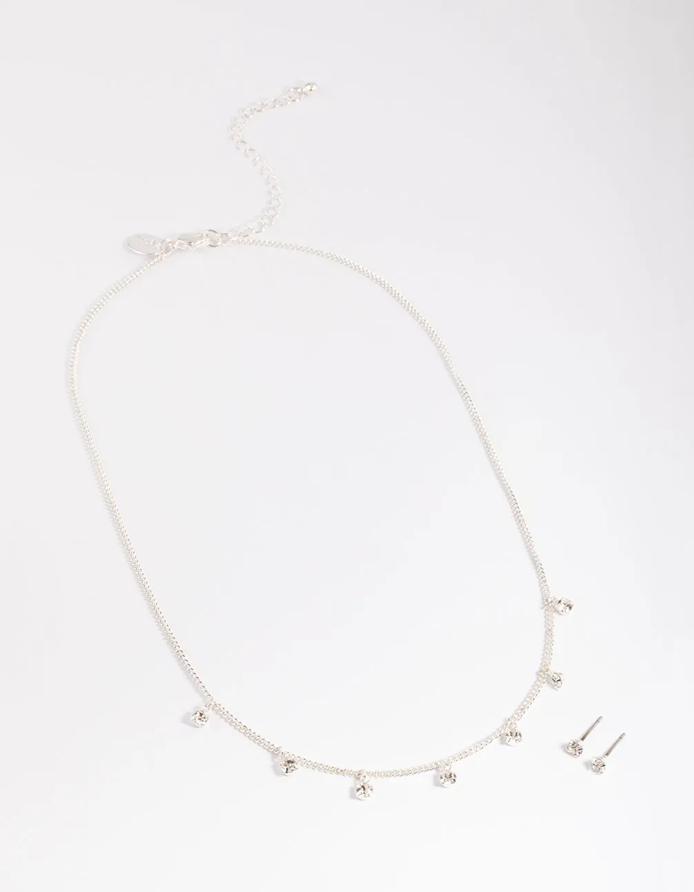 Silver Diamante Droplet Necklace & Stud Earrings sold by lovisa product image thumbnail 3