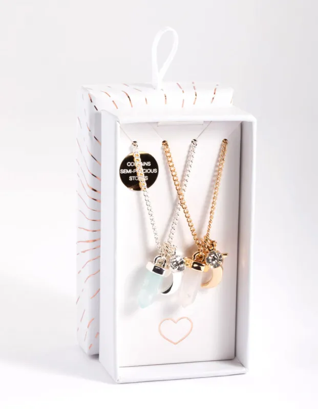 Mixed Metal Charm Shard Necklace Pack sold by lovisa