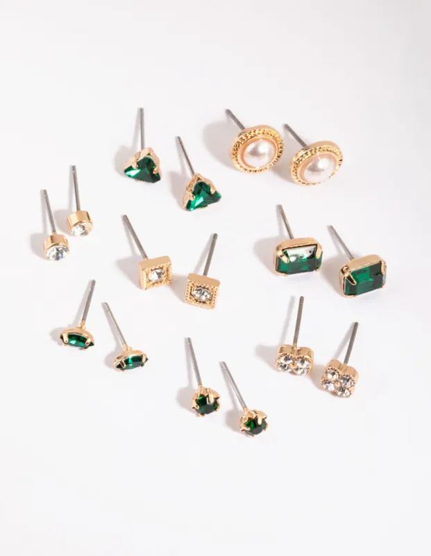 Gold Geometric Stud Earring 8-Pack sold by lovisa