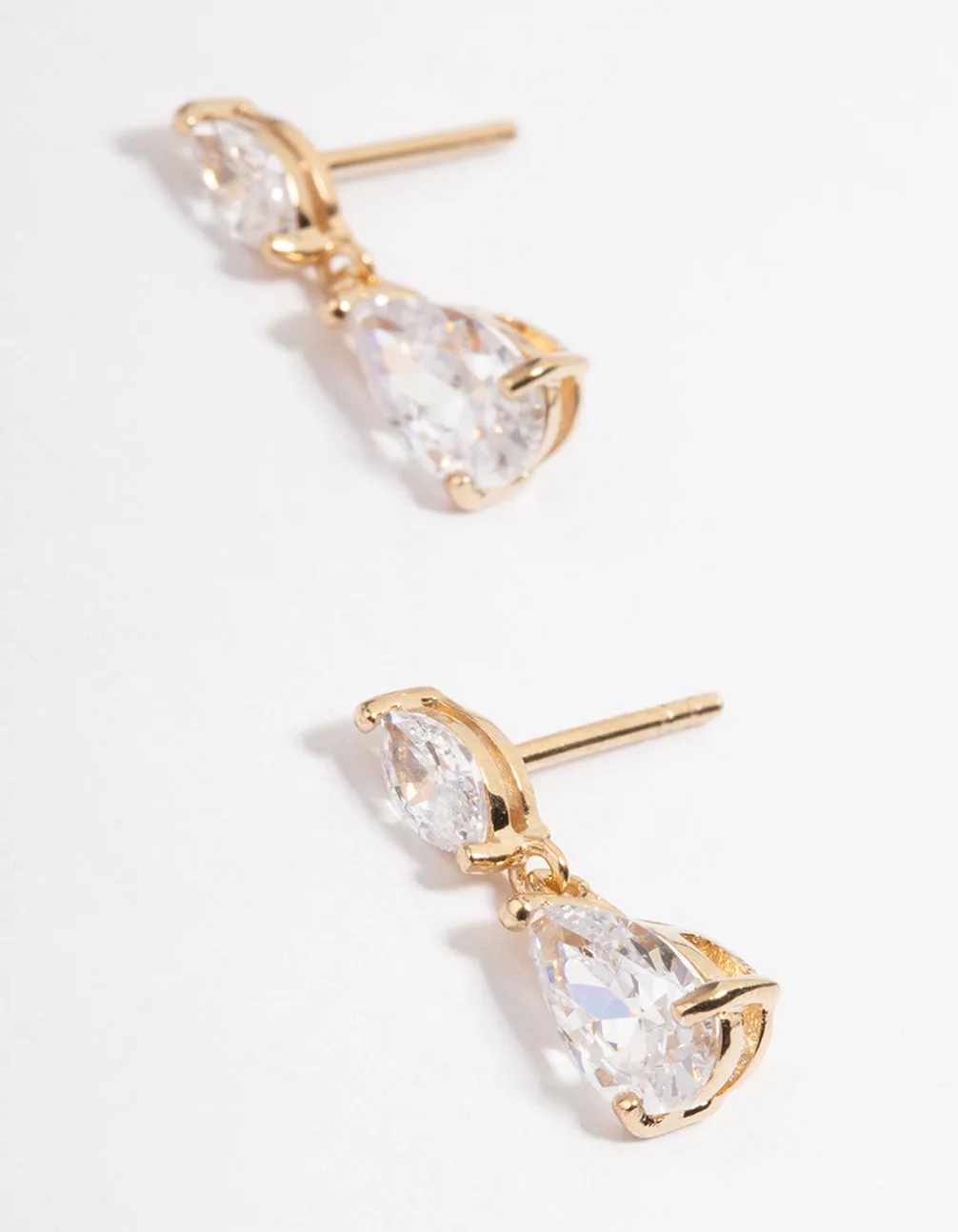 Gold Plated Sterling Silver Cubic Zirconia Marquise Drop Earrings sold by lovisa product image thumbnail 2