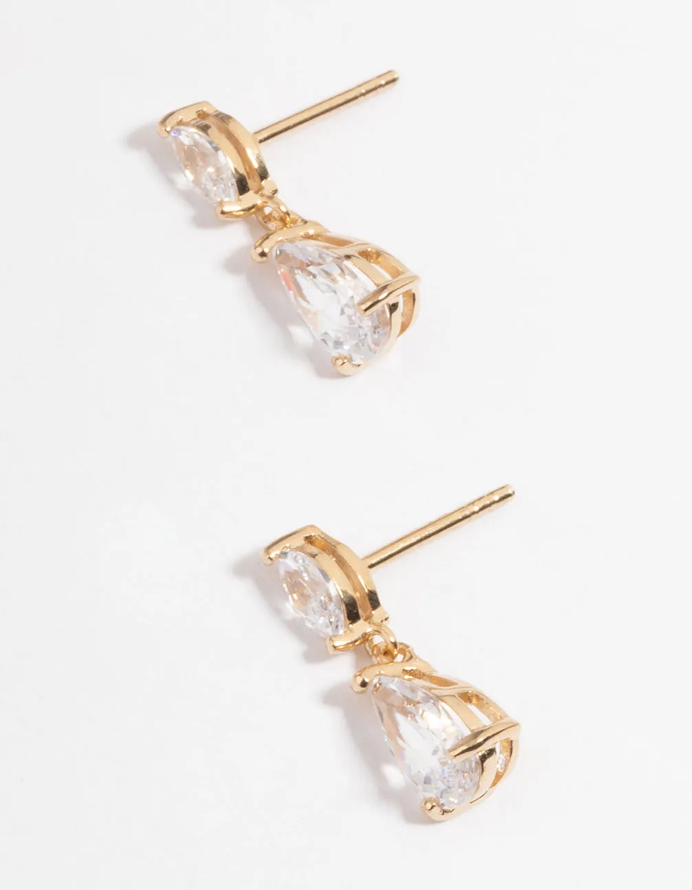 Gold Plated Sterling Silver Cubic Zirconia Marquise Drop Earrings sold by lovisa