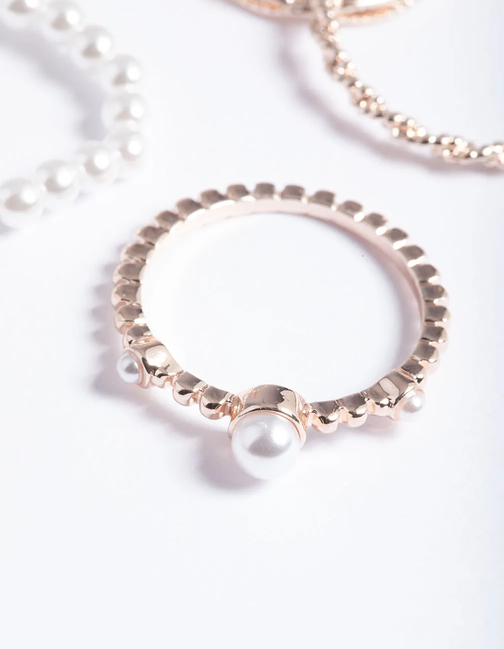 Rose Gold Pearl & Twist Ring 5-Pack sold by lovisa product image thumbnail 3