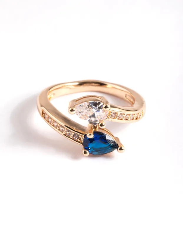 Gold Pear Cross Over Ring sold by lovisa