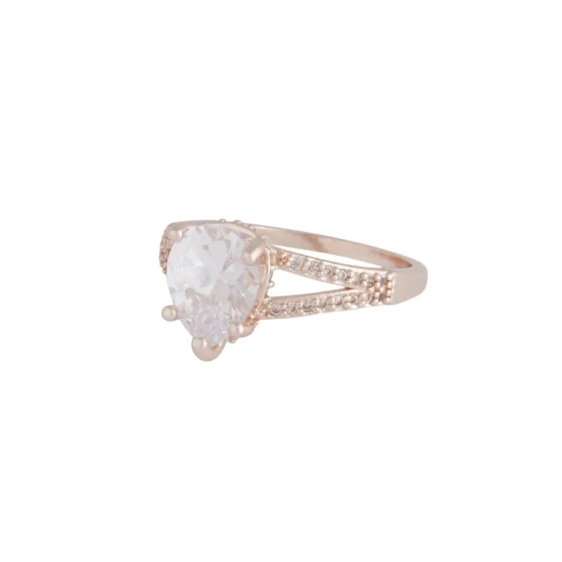 Rose Gold Teardrop Cubic Zirconia Ring sold by lovisa
