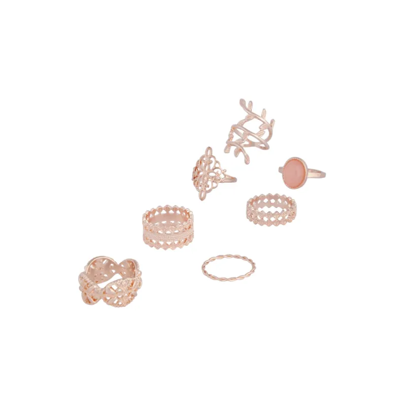 Rose Gold Ornate Lead Ring 8-Pack sold by lovisa
