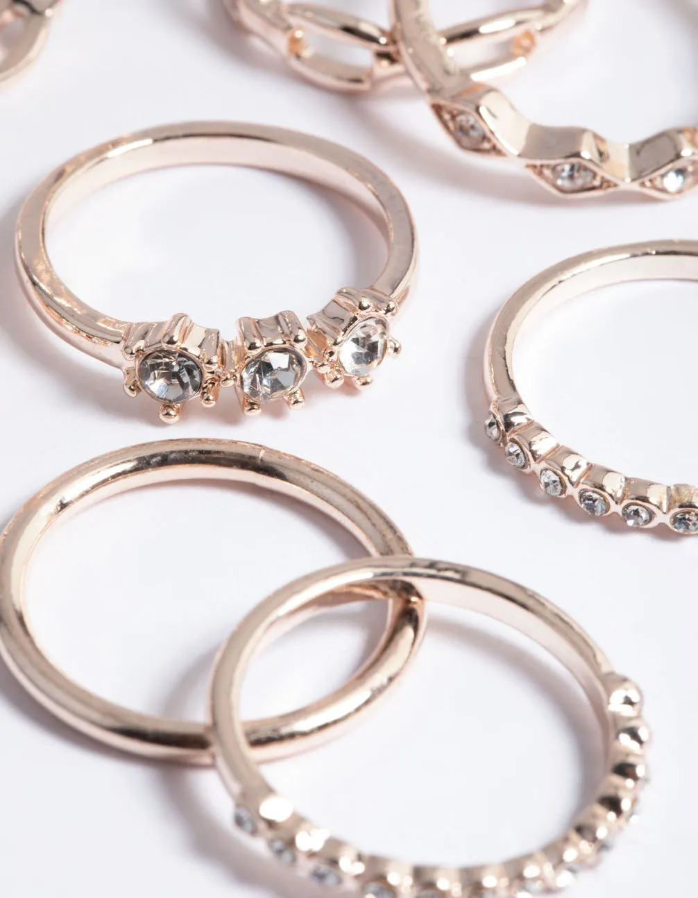 Rose Gold Diamante Row Mix Ring 8-Pack sold by lovisa product image thumbnail 2