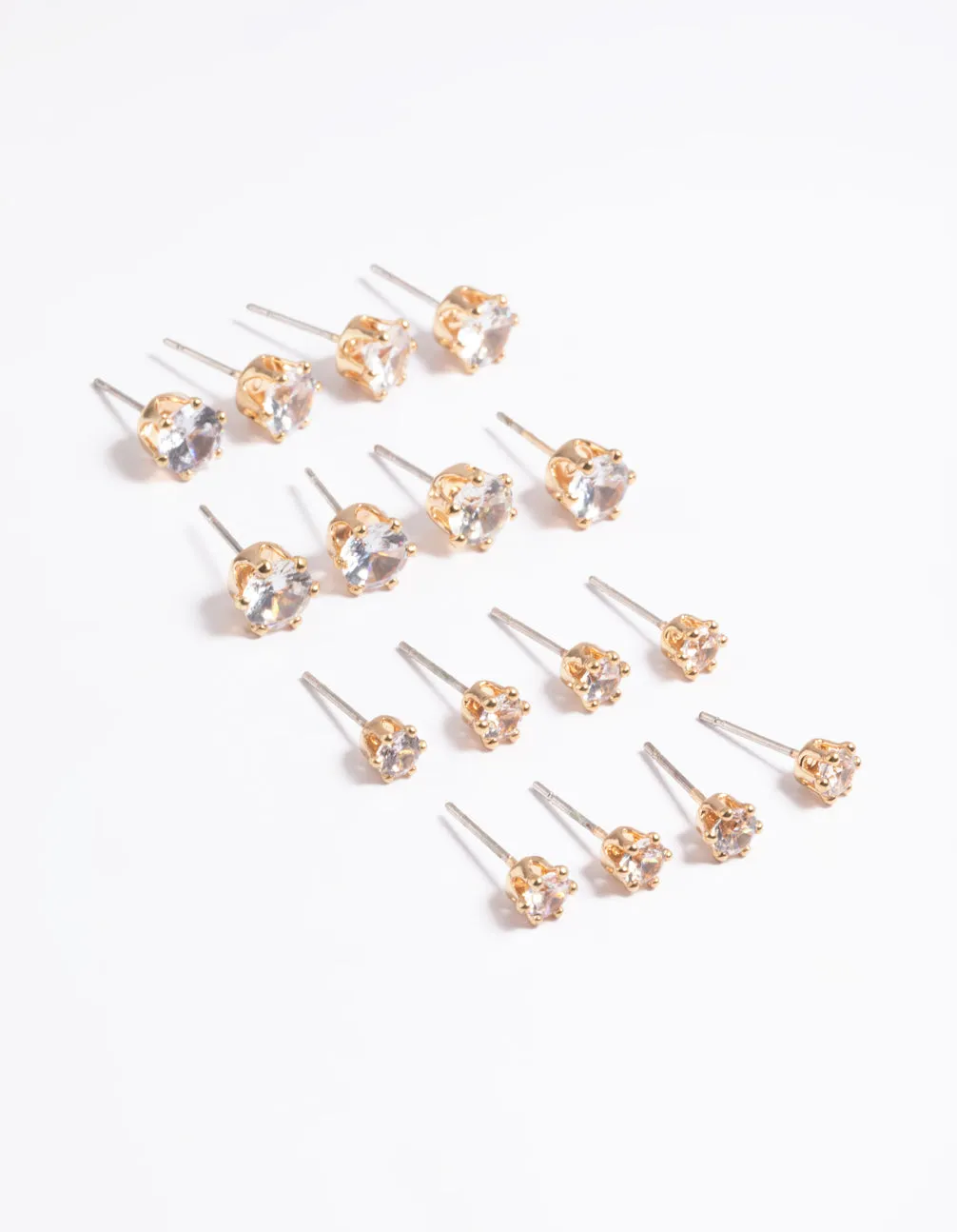 Gold Classic Diamante Studs 8-Pack sold by lovisa