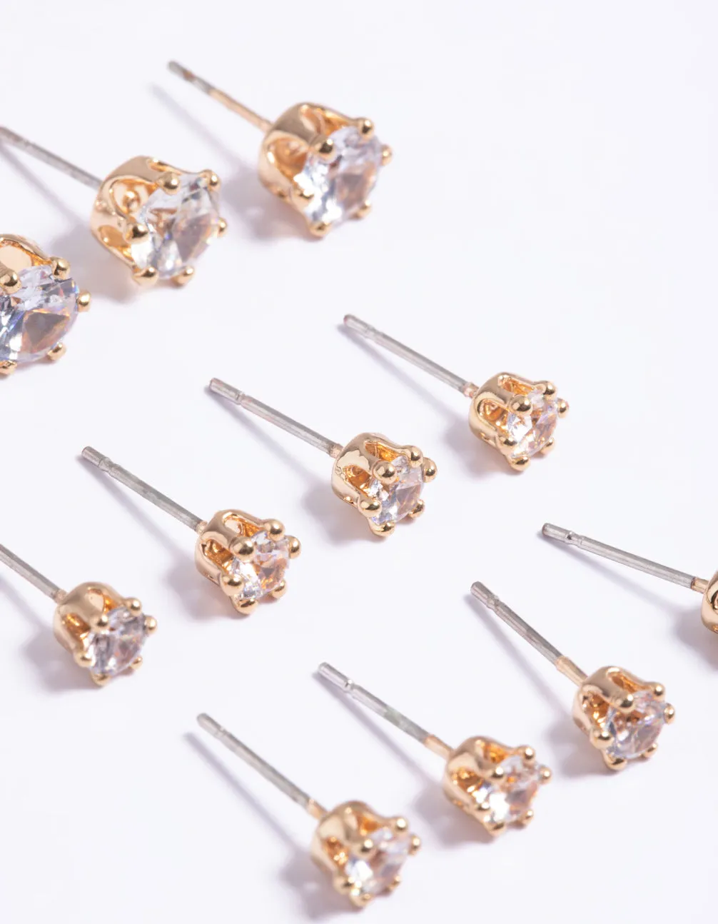 Gold Classic Diamante Studs 8-Pack sold by lovisa product image thumbnail 3