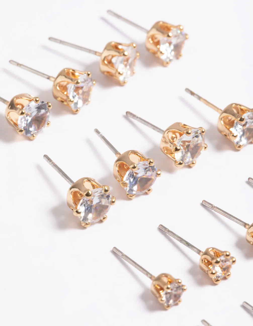 Gold Classic Diamante Studs 8-Pack sold by lovisa product image thumbnail 2