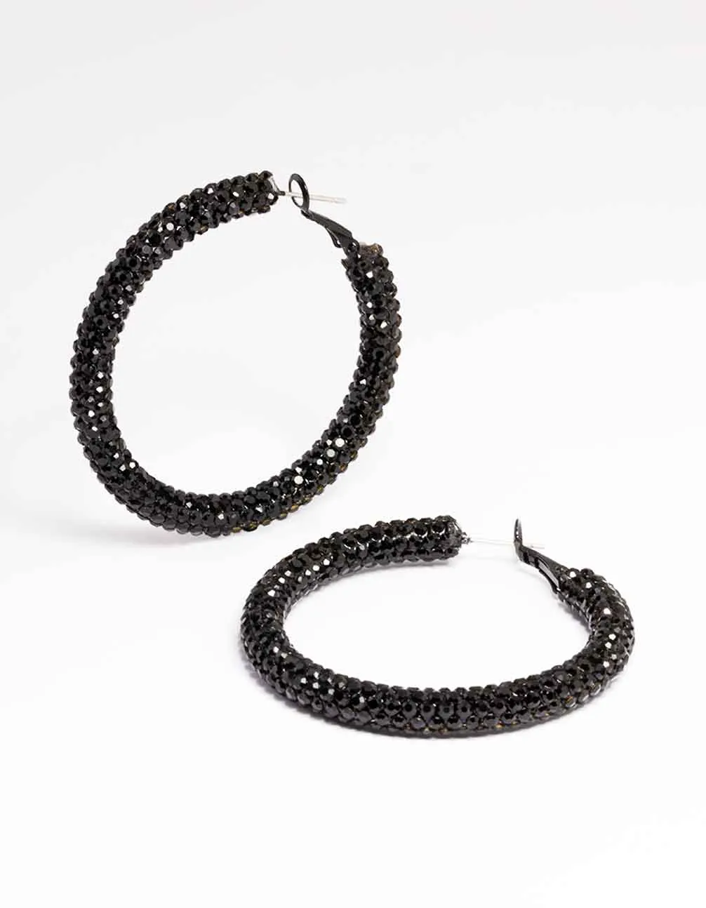 Jet Black Coated 40mm Crystal Hoop Earrings sold by lovisa product image thumbnail 3