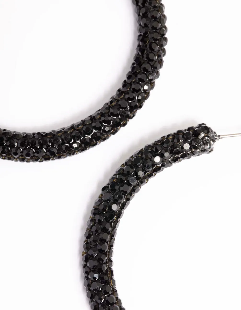Jet Black Coated 40mm Crystal Hoop Earrings sold by lovisa product image thumbnail 2