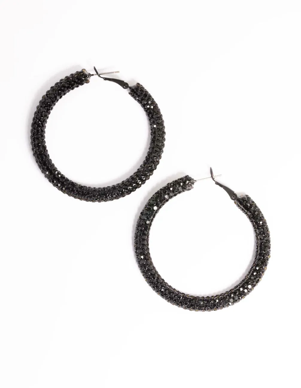 Jet Black Coated 40mm Crystal Hoop Earrings sold by lovisa product image thumbnail 4