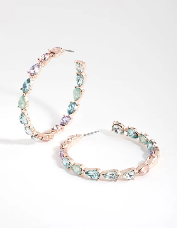 Rose Gold Pear Stone Hoop Earrings sold by lovisa